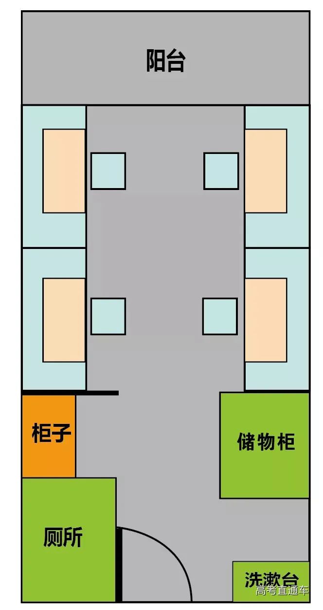 8人寝室平面图图片